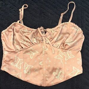 PACSUN L.A. Hearts Silk Butterfly Print Crop Top
